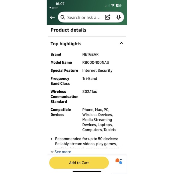 NETGEAR Nighthawk X6 AC3200 Tri-Band Wi-Fi Router R8000 - Picture 9 of 13